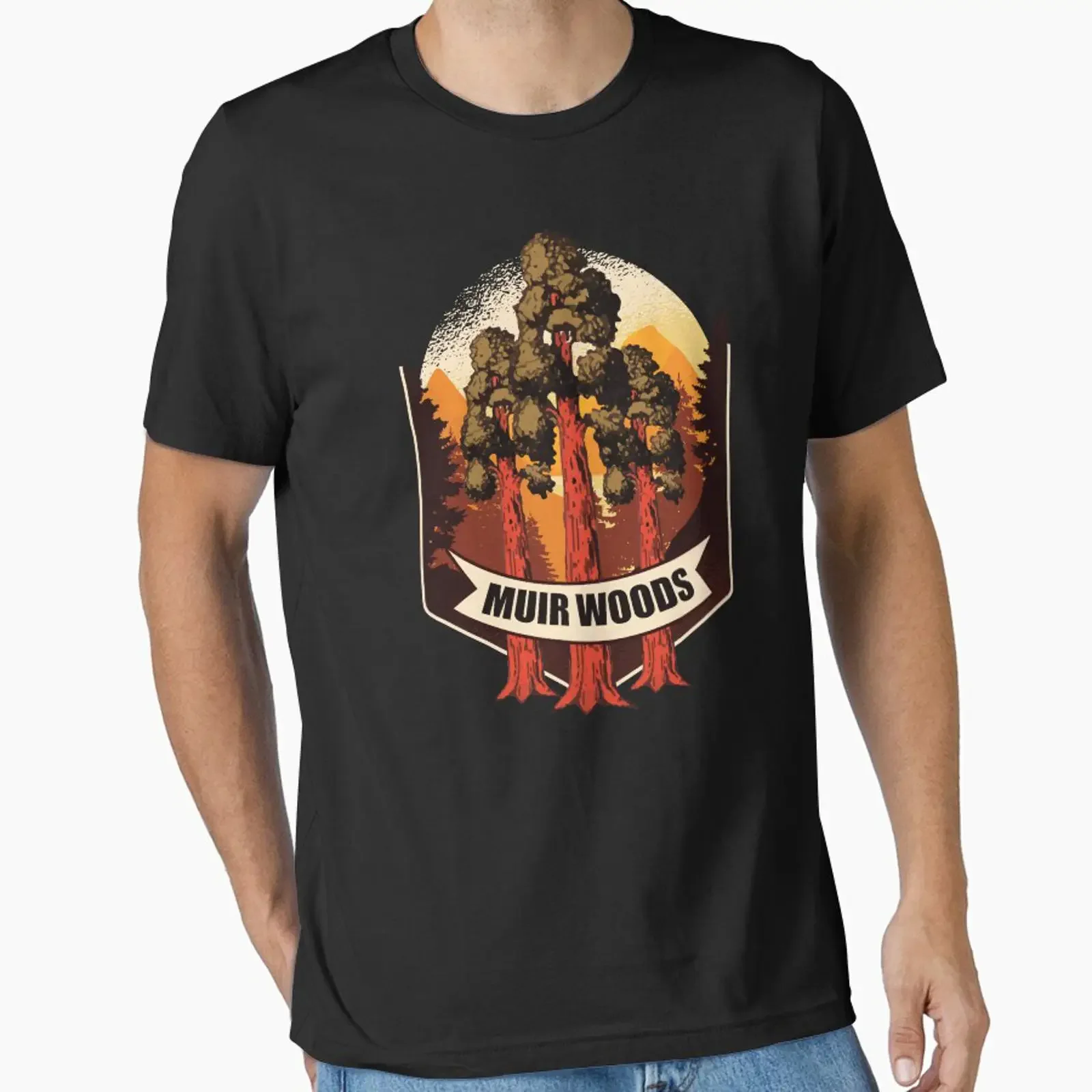 Muir Woods National Park California Retro Art Essential T-Shirt Vintage Washed Streetwear-Oberteil für den Alltag, leicht unisex