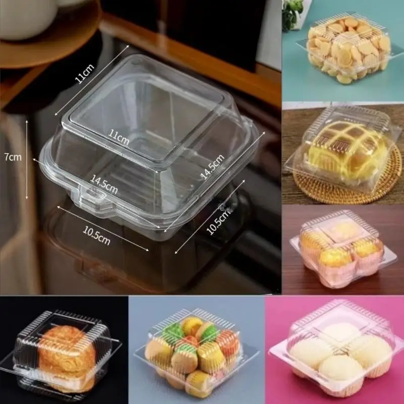 10/50Pcs Kitchen Baking Utensils Clear Clamshell Plastic Bento Cake Box V2 Aesthetic Tiramisu Packaging Box