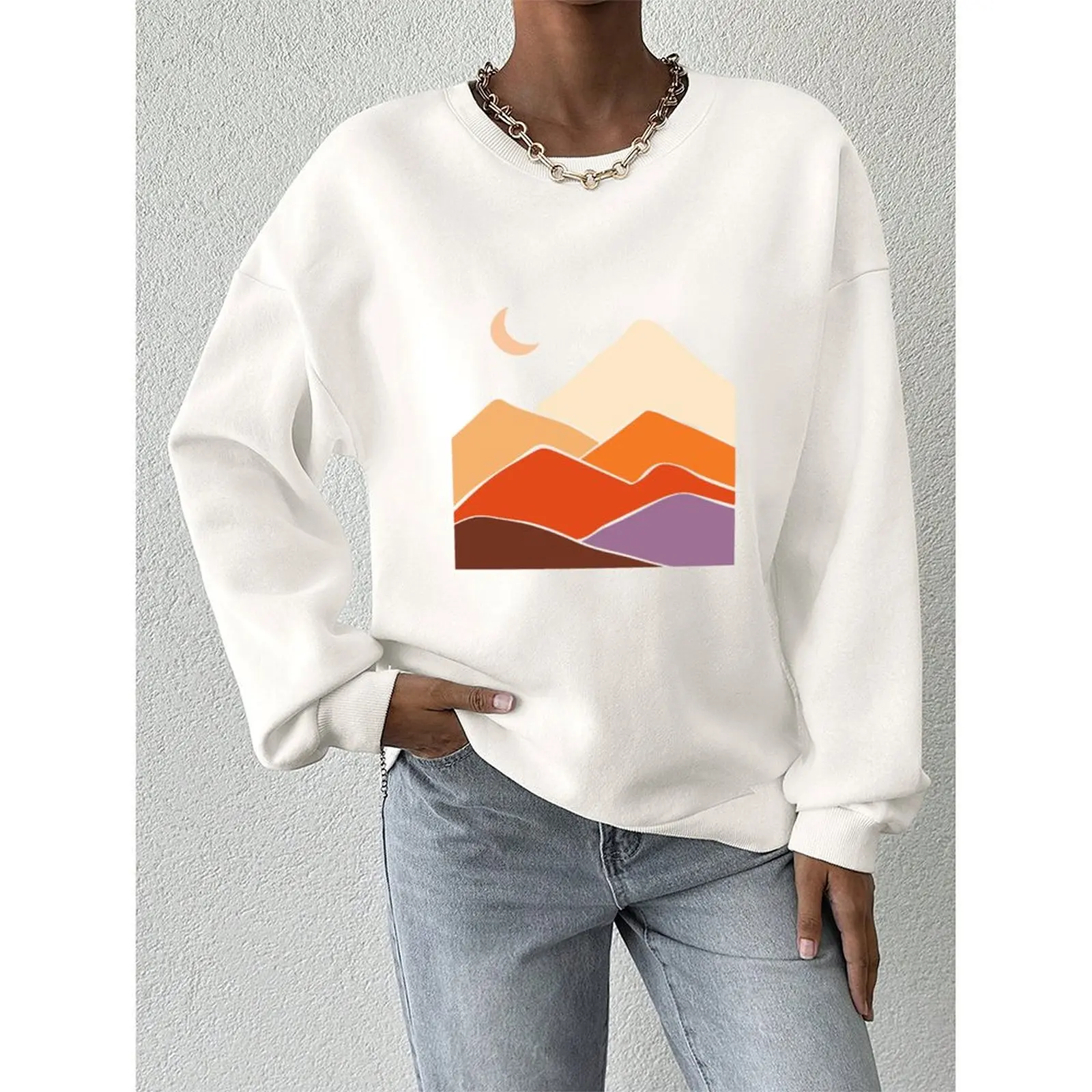 Dark Blue Casual Round Neck Sweater Stylish Round Neck Sweater Autumn Fashion Brand New Women's Pant Long Sleeve Sweater