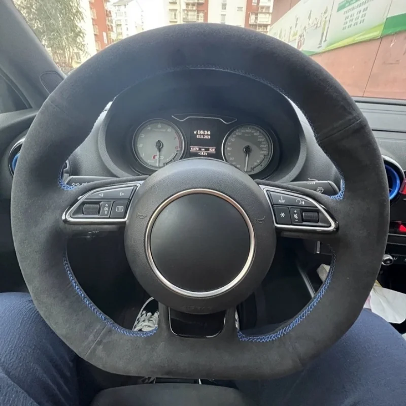 

Car Steering Wheel Cover Suede Leather For Audi S1 8X S3 8V Sportback S4 B8 Avant S5 8T S6 S7 RS Q3 Steering-Wheel Cover Wrap