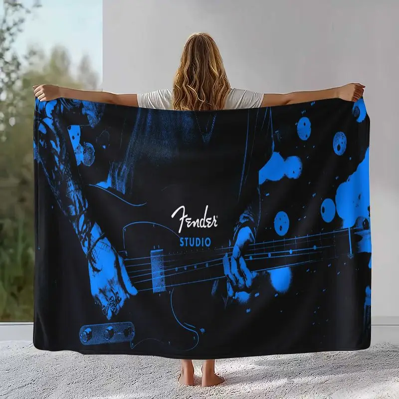 Vintage Fender Guitar Rock Music Soft Flannel Throw Blanket,Cozy Warm Blanket for Bed,Sofa,Living Room,Picnic,Camping,Home Decor