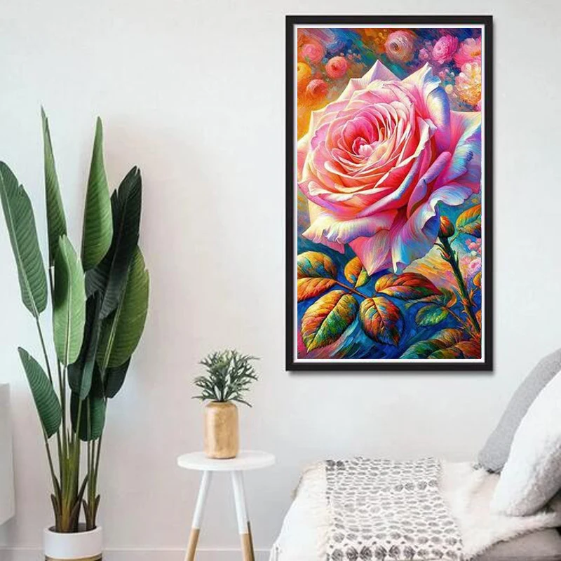 Large Size Picture Full Crystal Diamond Mosaic Flower Rose Fairy Dust Drill Diamond Painting Diy Embroidery Floral Home Decor
