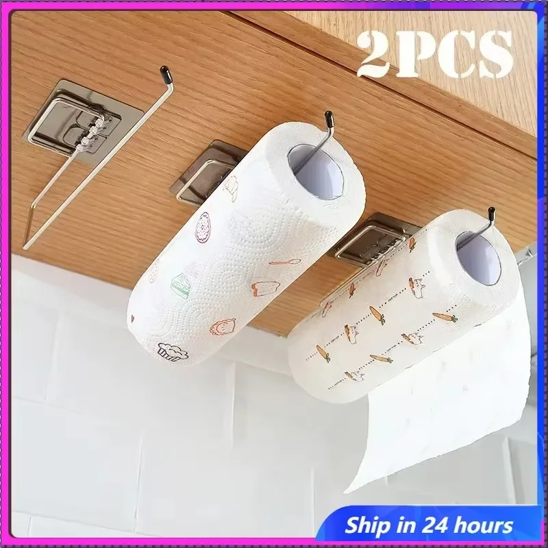 Kitchen Towel Rack Metal Bathroom Toilet Paper Towel Hanging Holder Kitchen Roll Paper Stand Home Storage Tissue Racks