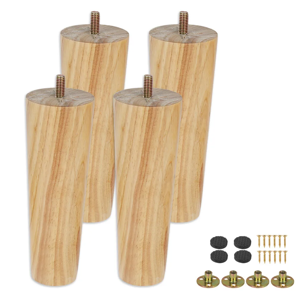 Kit de pernas móveis de madeira para pernas inclinadas retas sofá, pés de substituição, Heavy Duty Table Legs, 8 cm, 15 cm, 20cm de altura, 4 Set