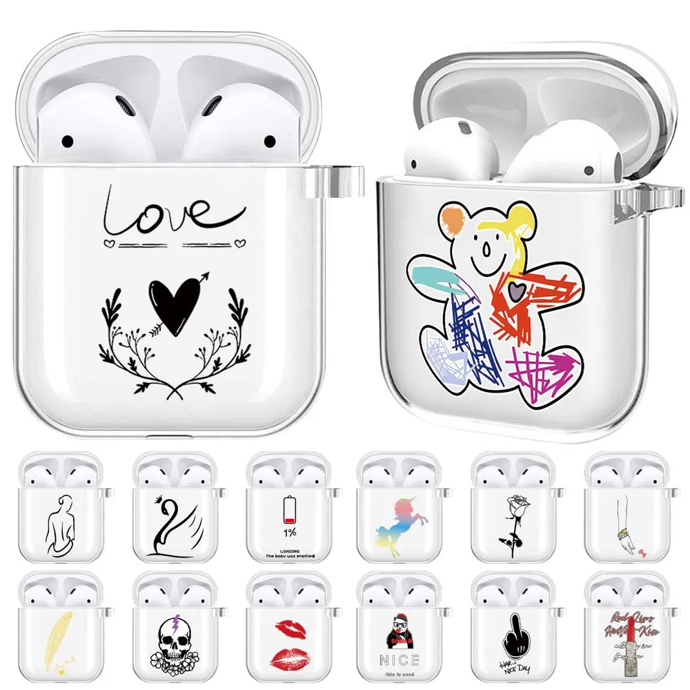 

Soft Silicone Earphone Case for Apple AirPods 1st Gen/2nd Gen Case Cover Transparent Luxury Bluetooth Wireless Earphone Box Case