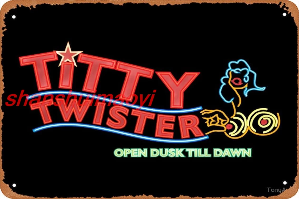 Yzixulet Titty Twister Club From Dusk Till Dawn Poster Vintage 8'' x 12'' Metal Tin Sign Funny Man Cave Decor