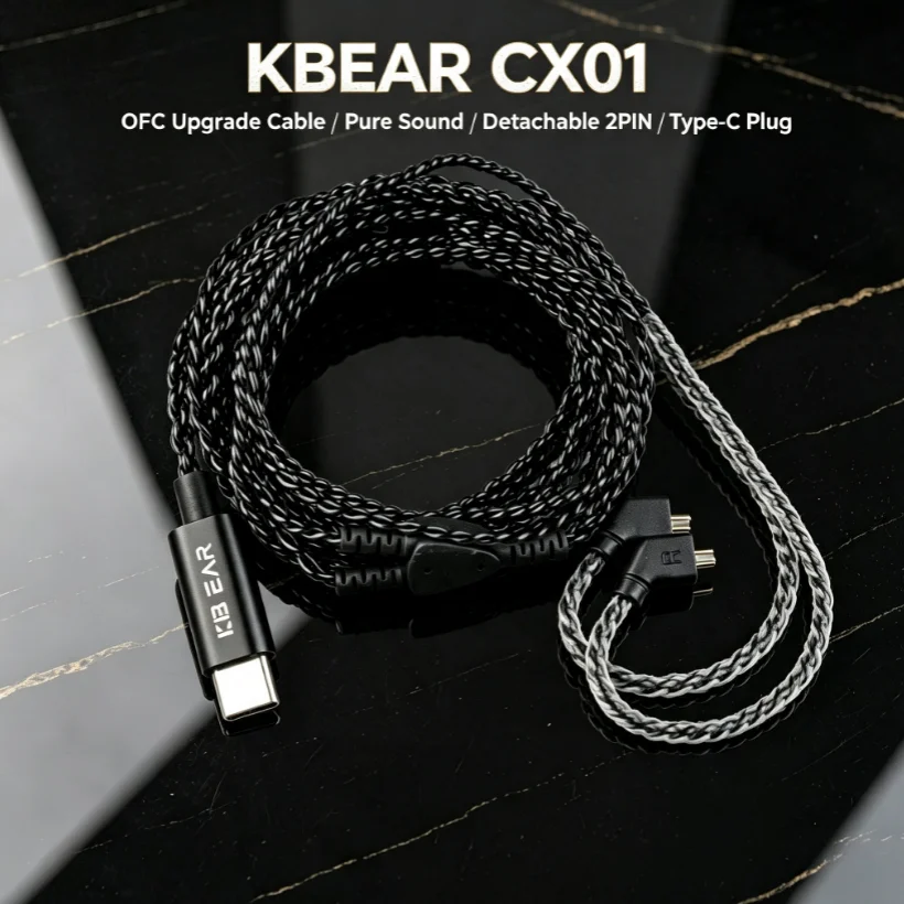 Type C Wired Earphones With Mic - KBEAR CX01 Kopfhörerkabel Typ C OFC