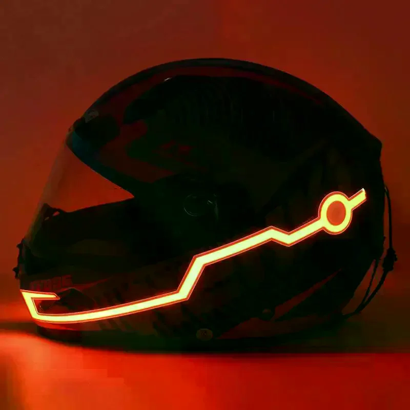 Easy To Use 1set Led Motorcycle Helmet Light Self-adhesive Reflective Luminous Sticker Strip Modified Waterproof Acsessories
