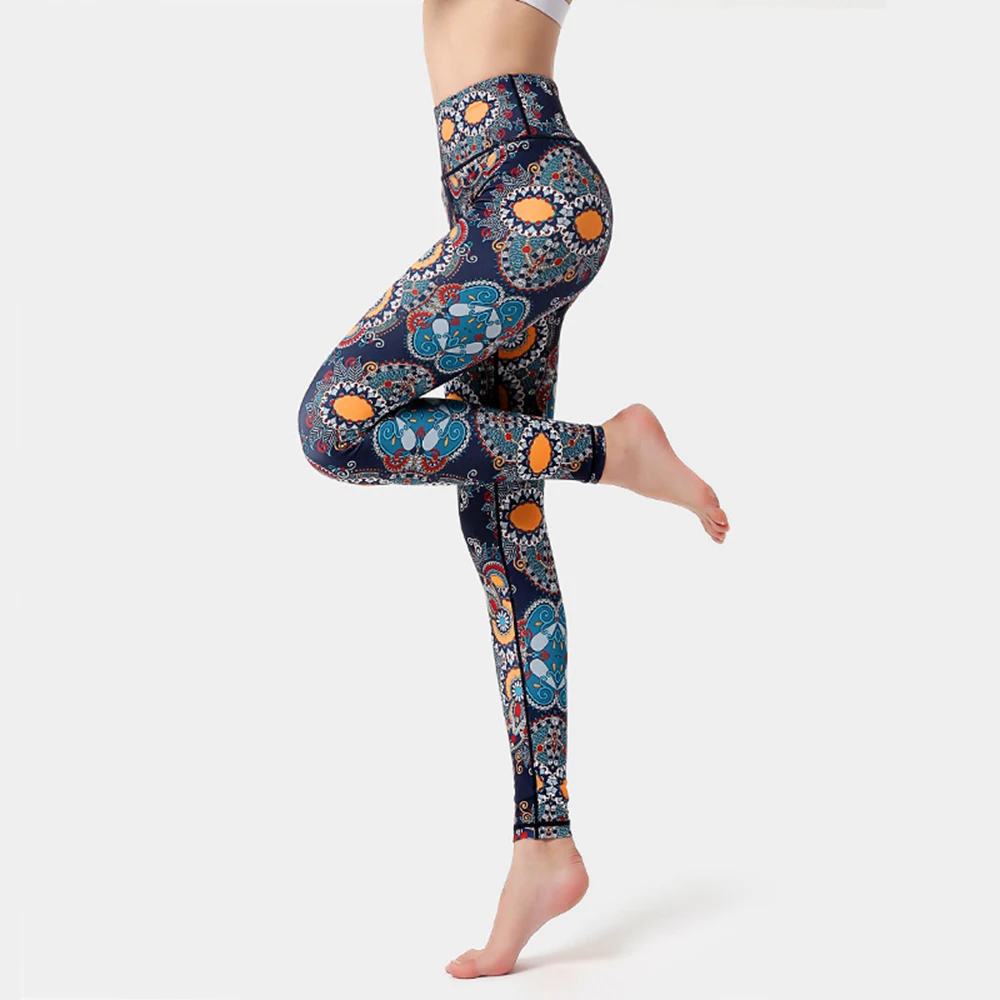 Fashion Women Painted Leggings Colorful Pattern Letter Flower Sports Yoga Pants Fitness High Waist Elastic Tights Printed Capris