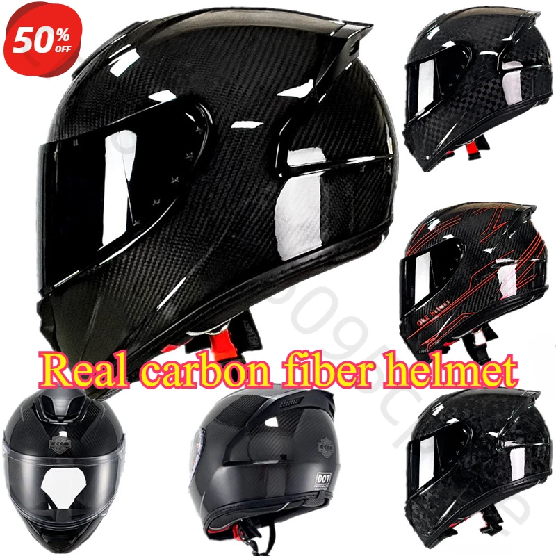 QIKE Carbon Fiber Motorcycle Helmet Personality Lightweight Full Face Helmets Ultra-light Four Seasons Universal Capacetes Moto