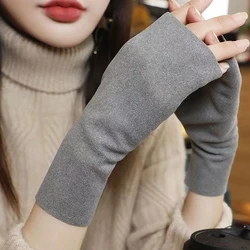 Women Fingerless Gloves Winter Warm Touch Screen Half Finger Gloves For Women Outdoor Cycling Velvet Mittens