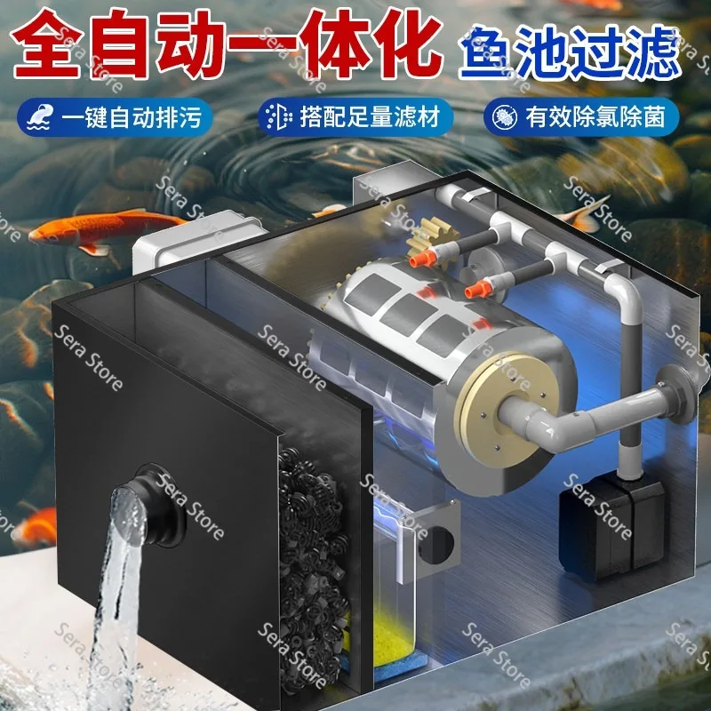 Automatic Koi Pond Filter System Outdoor Fish Pond Circulation Filter with Self-Cleaning & Sewage Discharge Function