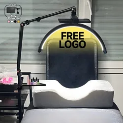 Free LOGO New 16-inch 24w LED Lash Extension Nail Table Facial Bed Clip-on Lamp Half Moon with Tattoo Eyebrow Salon Lighting