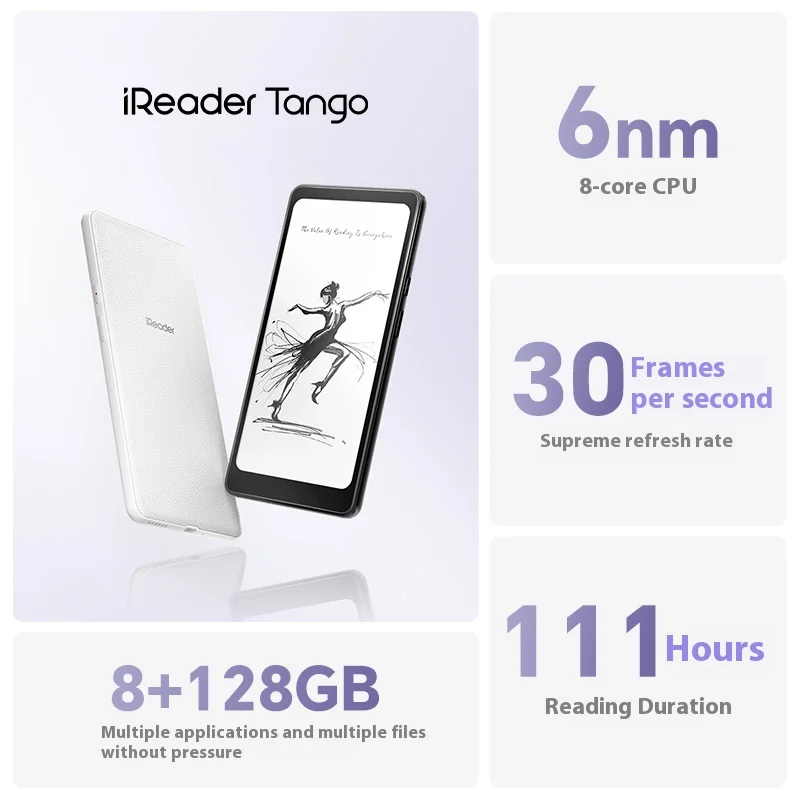 iReader Tango قارئ الكتب الإلكترونية شاشة حبر 1648*824 6.13 بوصة 300PPI قارئ حماية العين 3900 مللي أمبير قارئ الكتب الإلكترونية خفيف الوزن