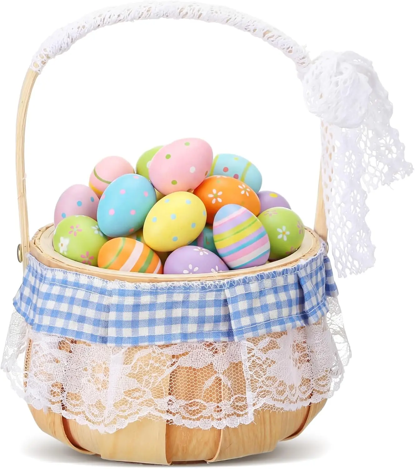 

Пасхальная корзина с ручкой и маленькими кроличьими ушками, пустая, для поиска пасхальных яиц, хранения конфет, для пикника и кемпинга на природе