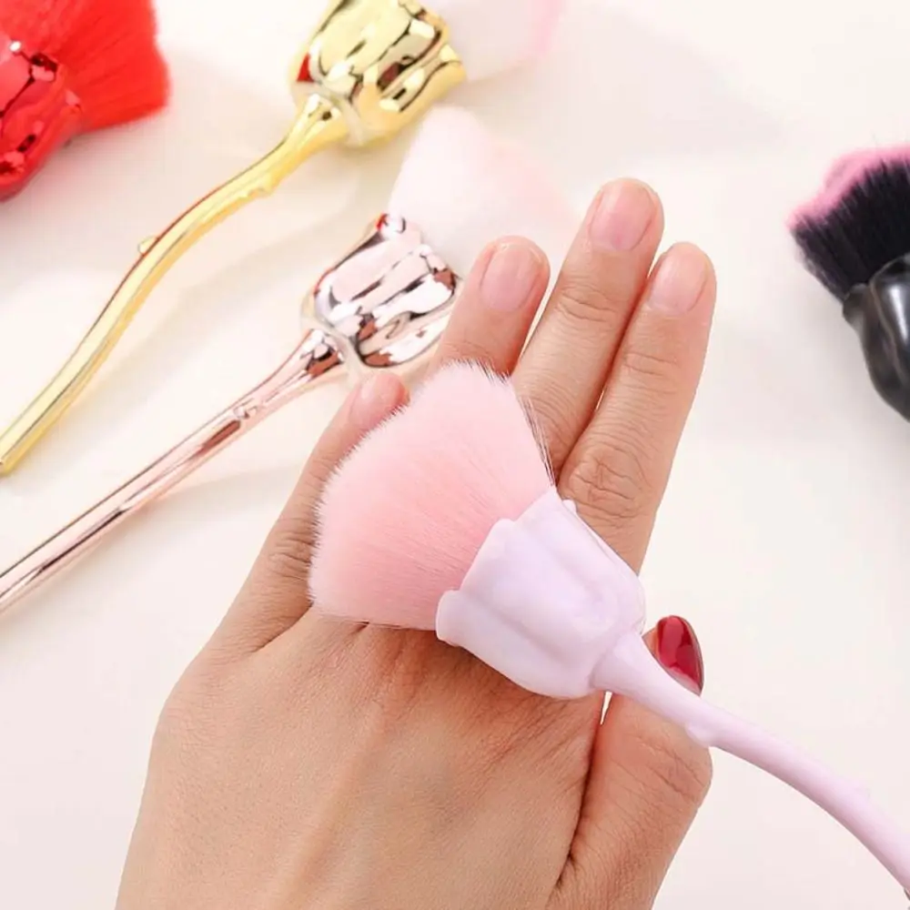 로즈 플라워 네일 아트 더스트 클리너 브러쉬 소프트 파이버 크리에이티브 메이크업 브러쉬 나일론 울 화장품 도구 파운데이션 브러쉬 네일 살롱