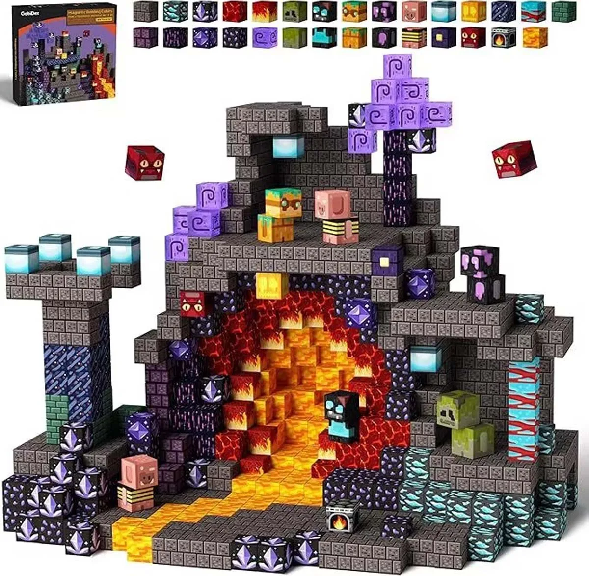 Black Lava Theme Puzzle for Boys and Girls Aged 3-6 Children's Educational Magnetic Building Blocks Toy