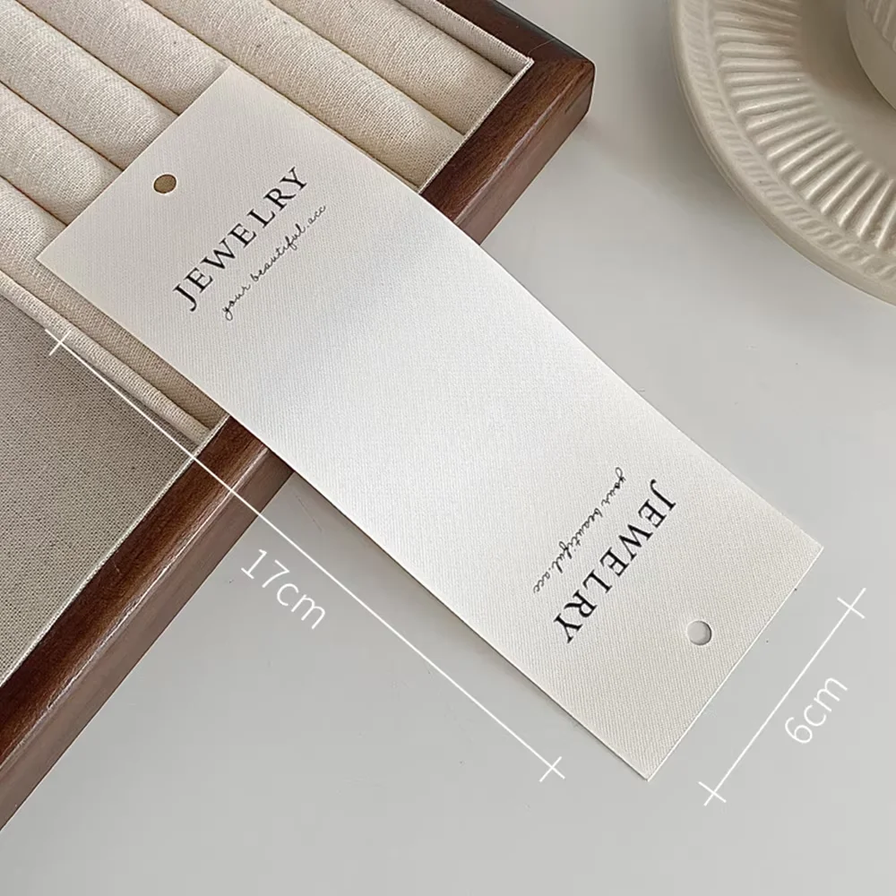 100pcs White Cotton Canvas Jewelry Package Custom Logo Fabric Packaging Hanging Tags Necklace Hanging Earring Cards Wholesale