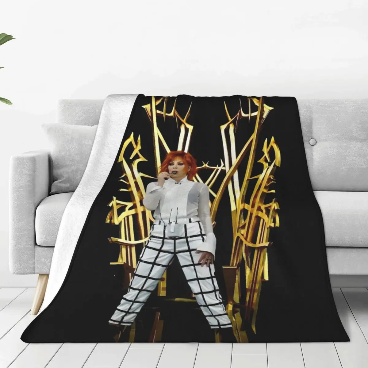 Custom Sofa Fleece Mylene Farmer Throw Blanket Warm Flannel French Singer Blankets for Bed Home Sofa Quilt