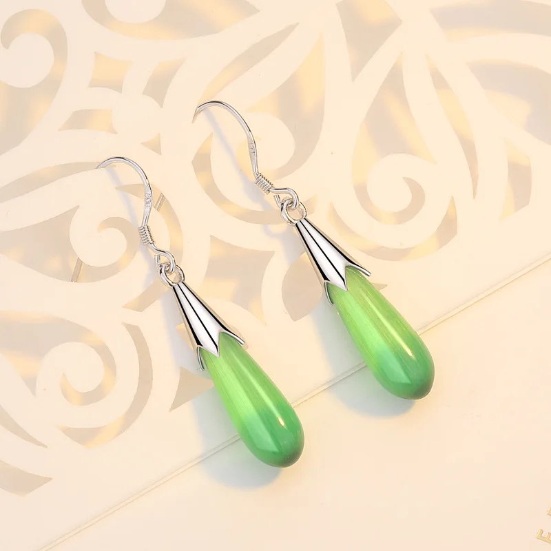 925 Sterling Silver Woman\'s New Jewelry Original Fashion Water Prop Shapes Opal Drop Earrings XY0002