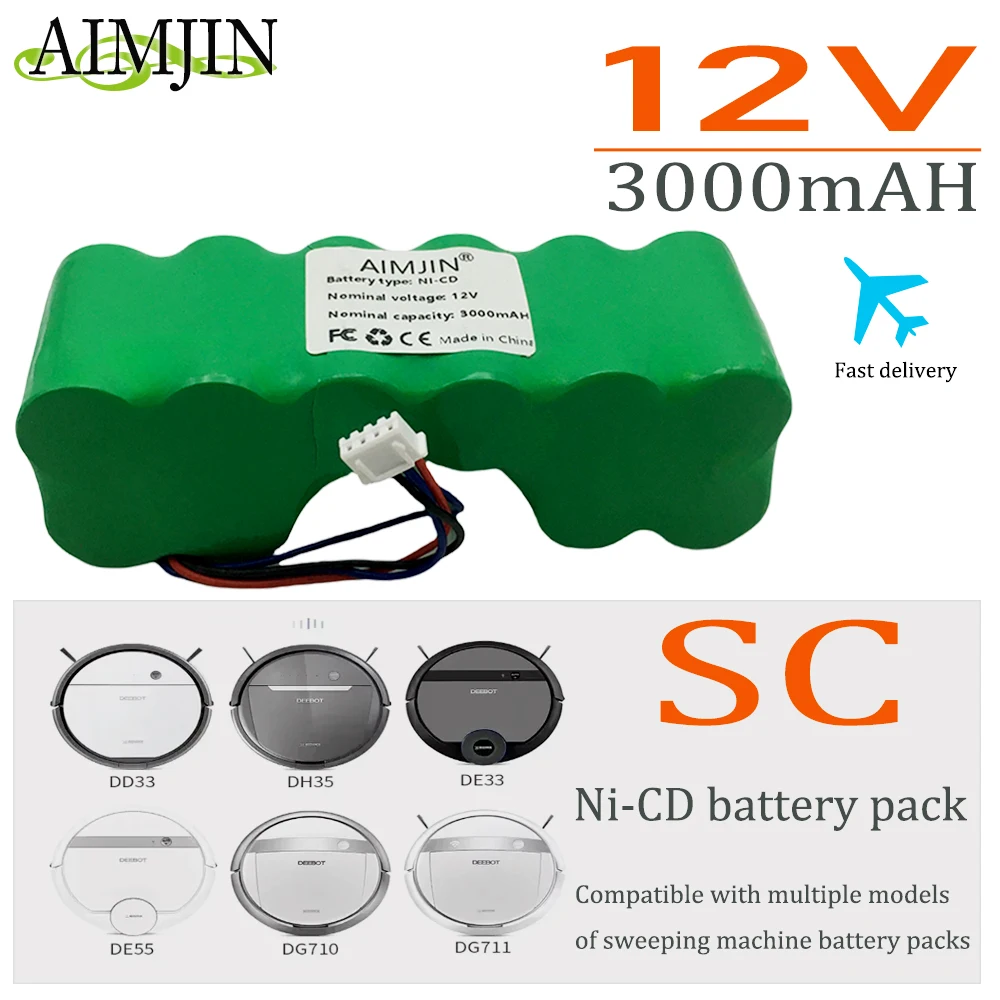 12V 3000mAh High Quality Battery Suitable for Ecobos Deebot DE33 DE35 DE55 DE5G DD35 DM87 DM88 DG716 Robot Vacuum Cleaner