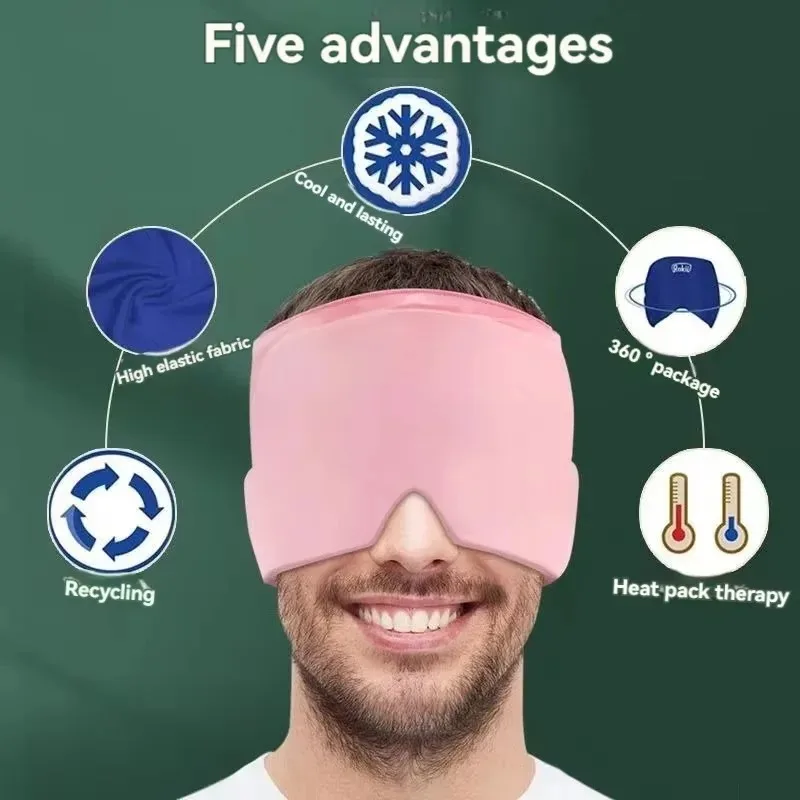 Cold and Hot Compress Gel Headgear, Physical Cooling/Hot Compress Multi-Purpose Head Cover, Stretchable Multifunctional Eye Mask