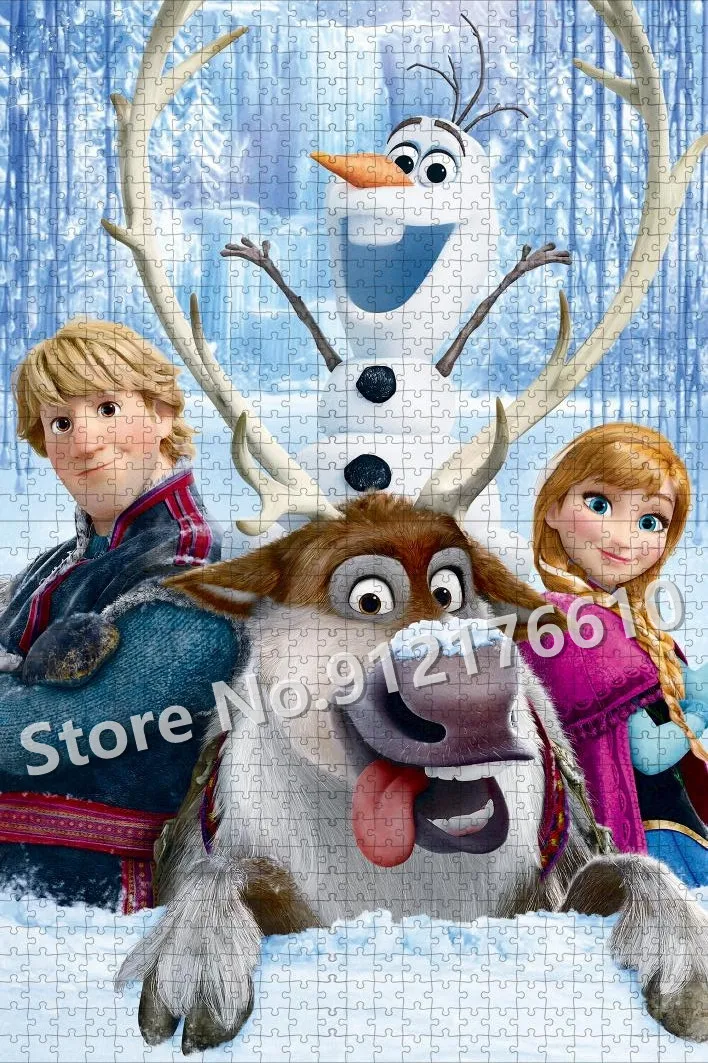 Disney Cartoon The Lion King Jigsaw Puzzle Disney Princess Frozen Queen Wooden Puzzle Family Gaming Decompress Educational Toys