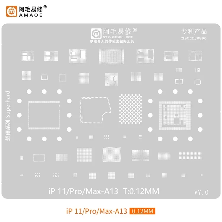 Imagem -04 - Amaoe Bga Reballing Estêncil Kits Adequado para Iphone 15 14 13 12 12 11 Series x xs xs Max xr 8p 6s A16 A15 A14 A13 012 Milímetros 12 A11 A10