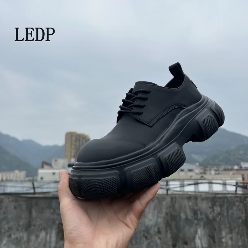 

LEDP Brand De Training Shoes Men's 2024 New Autumn Niche Design Thick Sole Increase Derby Leisure All Match High-grade Shoes