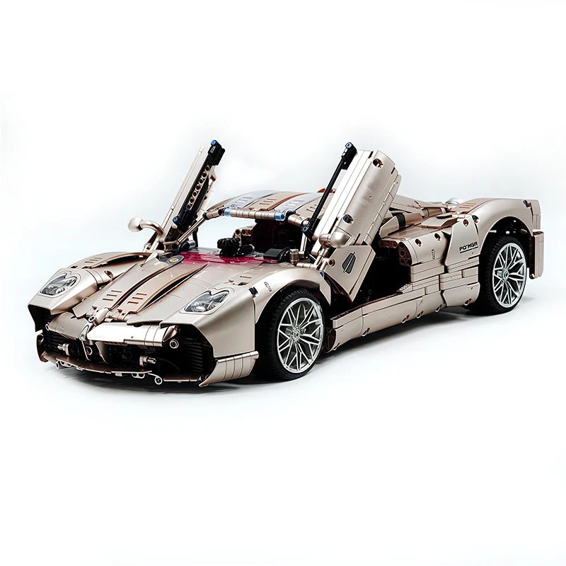 ตัวต่อรถแข่งสุดหรูสีโรสโกลด์ MOC JJ9210 ของเล่นตัวต่อรถสปอร์ตความเร็วสูง ของเล่นเด็ก DIY ของขวัญคริสต์มาส