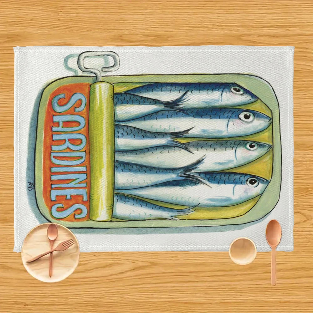 Colorful Sardines Placemat Heat Insulation Pad Creative Office Desk Decorative Coaster Washable Kitchen Table Mat  6.17