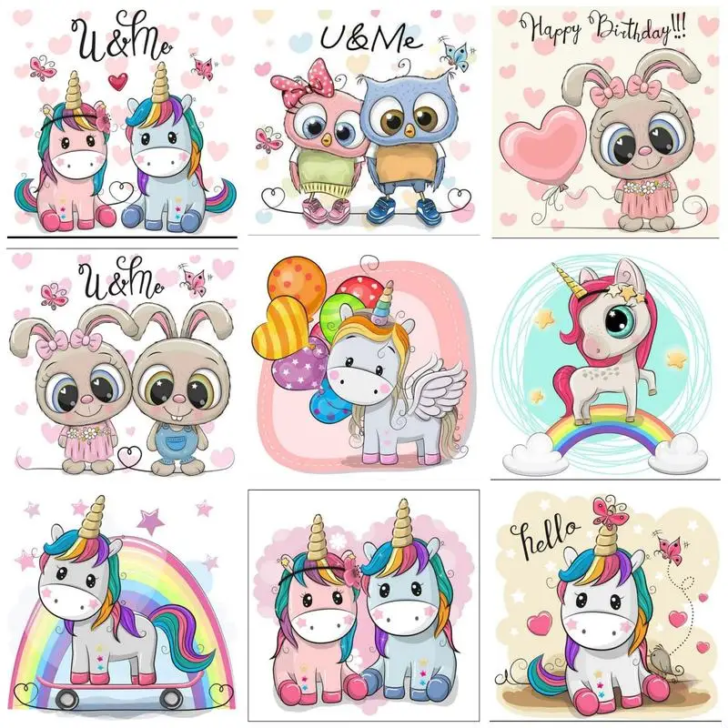 

CHENISTORY Oil Paint By Numbers For Adults Painting On Numbers Rainbow Unicorn Diy Gift Home Decor On Canvas For Handicraft