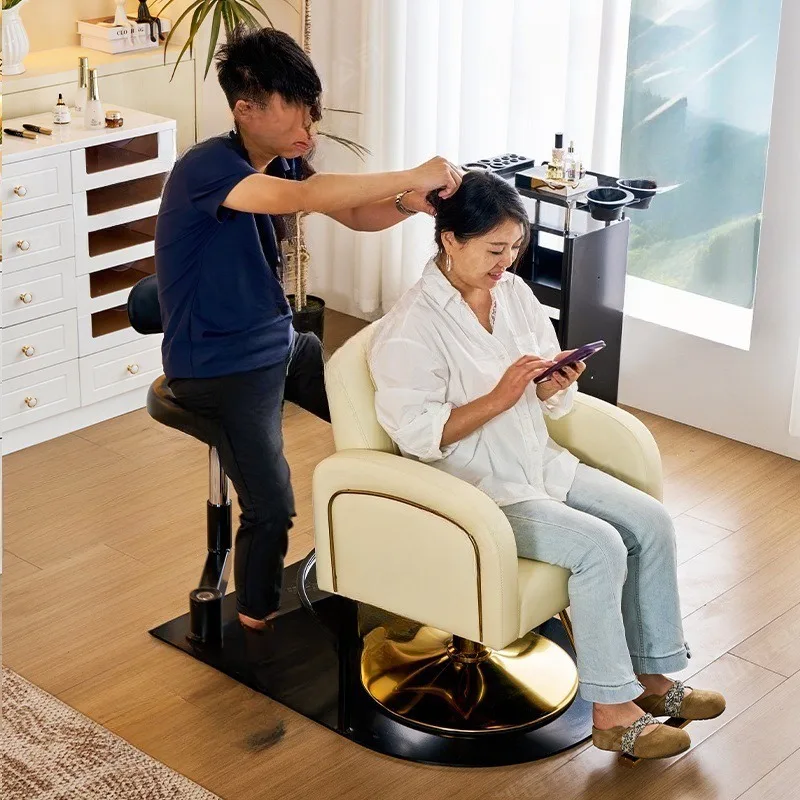 Barber shop mobile lift master chair, hair salon special perm and dyeing stool with guardrail rotatable technician chair