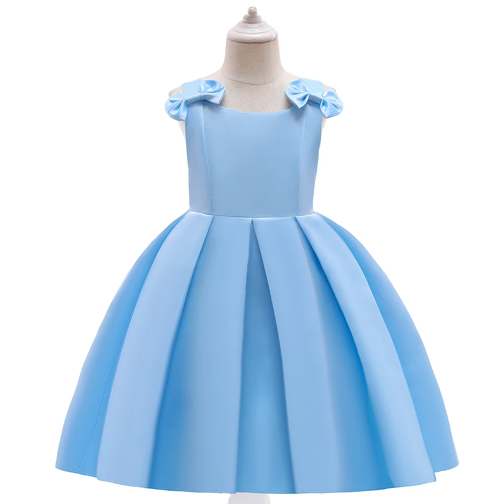 Elegant Girl Sleeveless Princess Gown Flower Kids Wedding Bridesmaid Dresses Bow Fashion Clothes For Teens Children Evening Wear