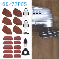 62/77Pcs Oscillating Multi Tool Sanding Pads and Finger Sandpaper Set Sanding Pads 60/80/120/180/240/320Grit Hook&Loop Sandpaper