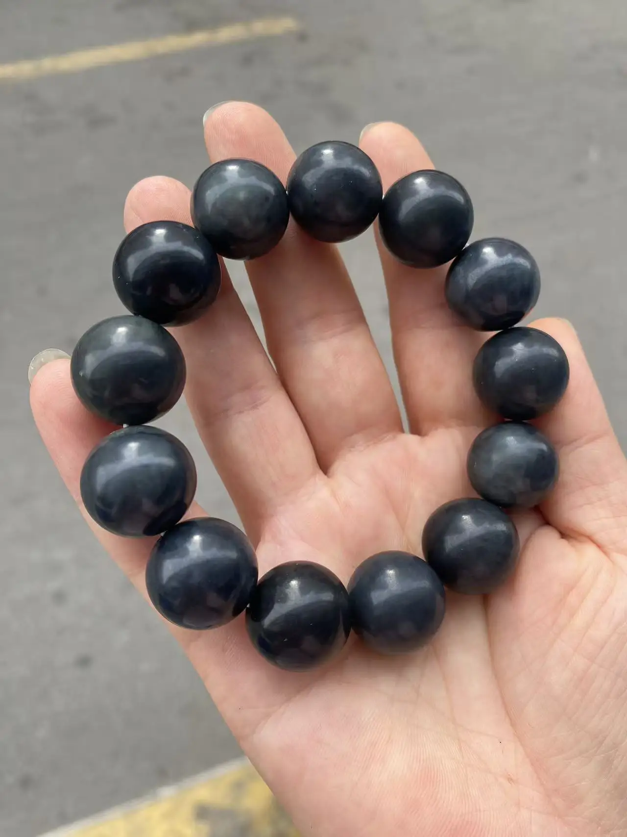 Natural hetian jade bracelet true jade Round bead bracelet Hotan Jade Blue and White jewelry Fine Jewelry With certified