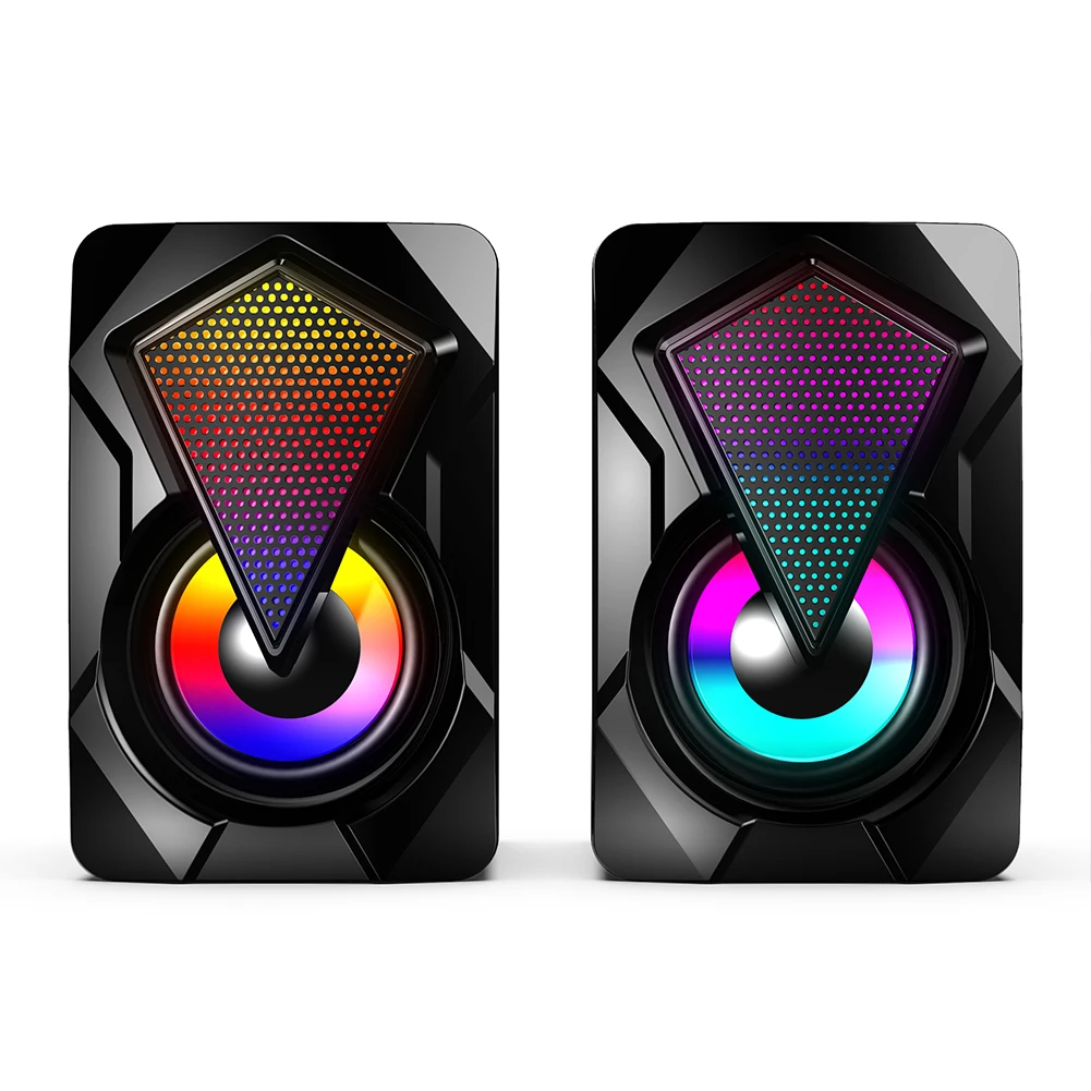 مكبرات صوت كمبيوتر تعمل بالطاقة USB مع ضوء RGB ، مكبرات صوت جهير متعددة الوسائط ، X2 ، 3W x 2