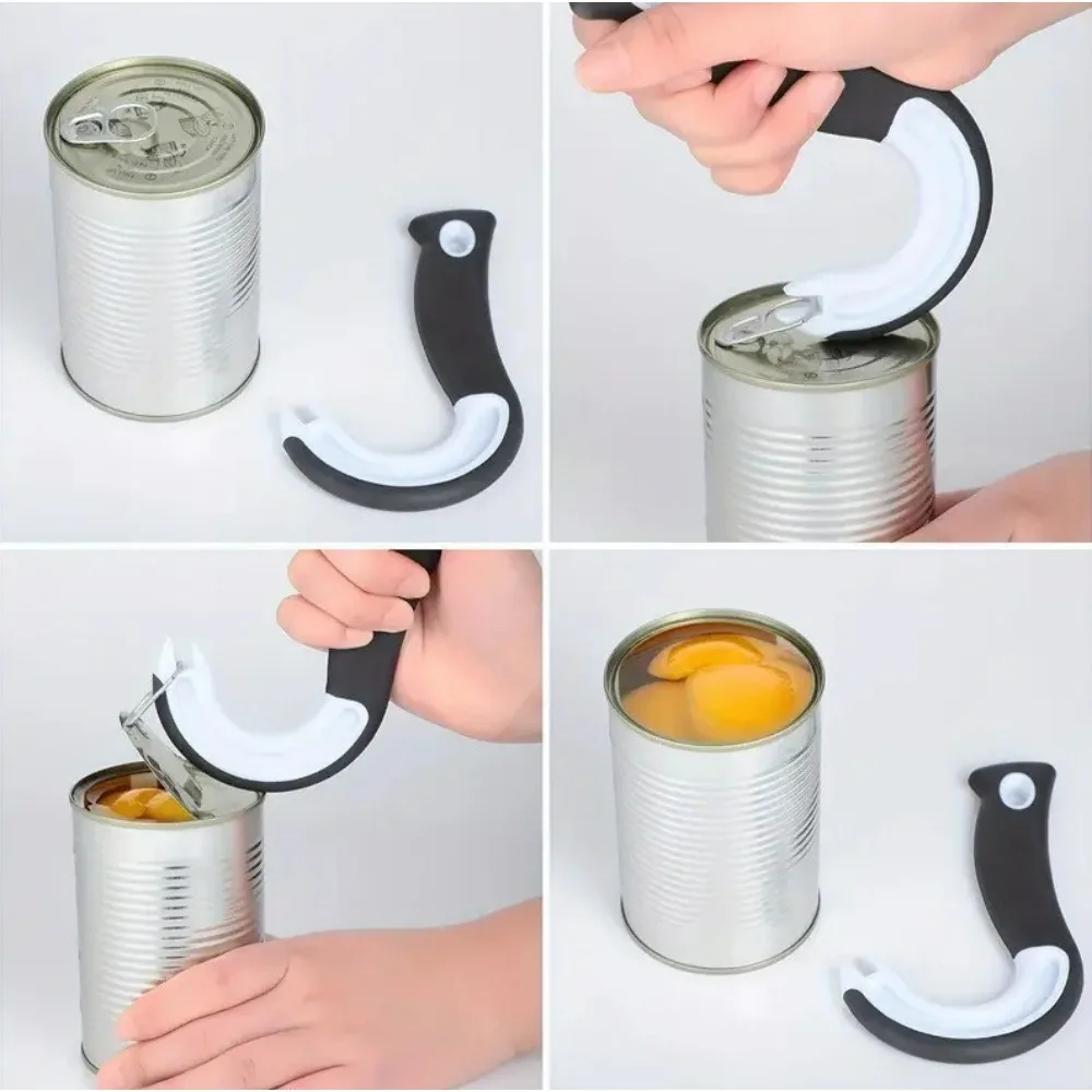 Durable Hook-Type Manual Can Opener Ergonomic Multi-Functional Jar & Bottle Opener Labor-Saving Kitchen Gadget for Cans&Pop-Tops