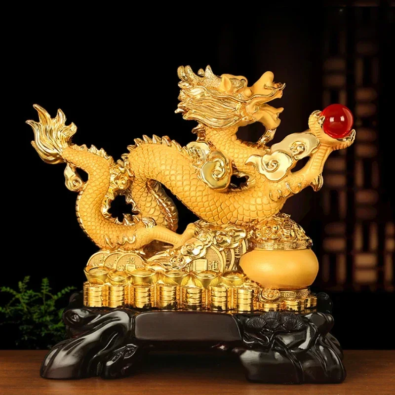 Resin dragon ornaments living room home decoration Christmas new year Housewarming gift Feng Shui Absorb wealth Animal modeling