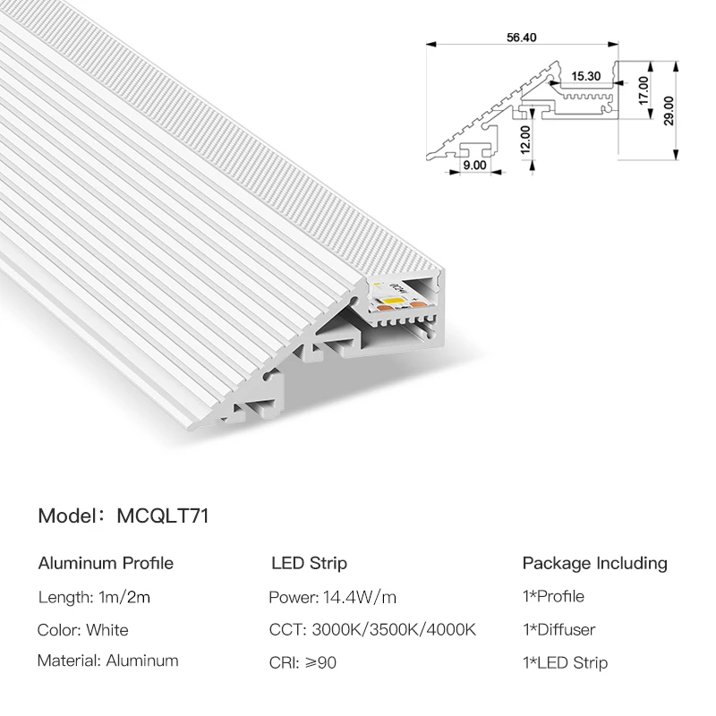 XRZLux LED Linear Strip Lighting Aluminum Profile for Indoor Ceiling Lighting Recessed LED Profile for Home Living Room