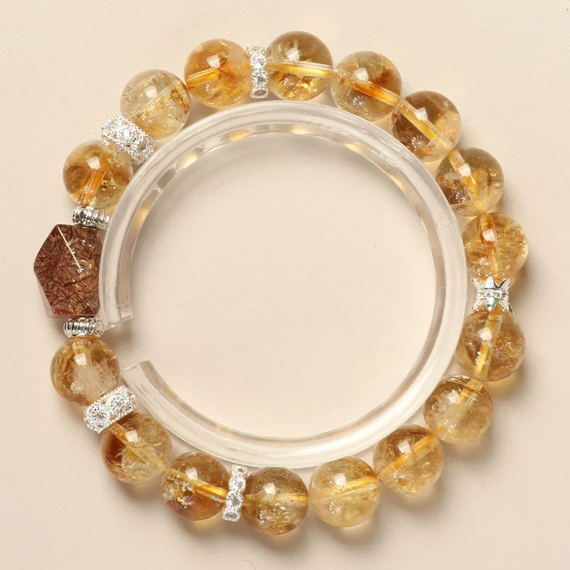 Chinese Style Natural Citrine Super Seven Beaded Bracelet For Women Lucky Fortune Wealth Attracting Healing Crystal Bracelet Per
