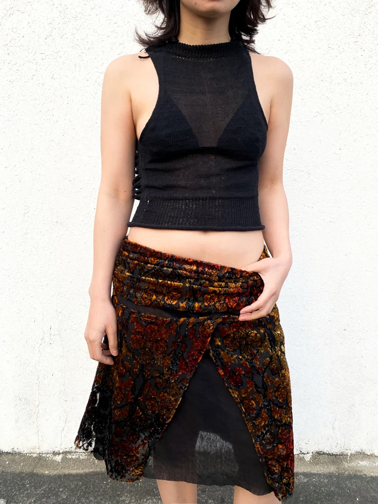 Handcrafted Hollow out Design Women's Vest Sleeveless Summer Top Front Back Two-Way Wear Slim Fit Pure Color Polyester Fiber