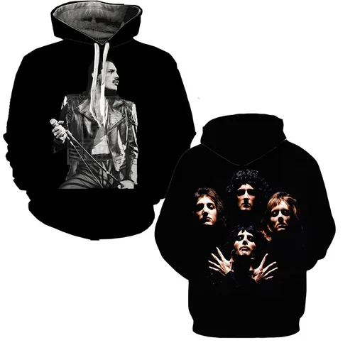 Nueva banda de Rock Queen sudaderas con capucha Freddie Mercury estampado 3D hombres mujeres Sudadera con capucha ropa de calle de gran tamaño jerseys sudaderas ropa para niños