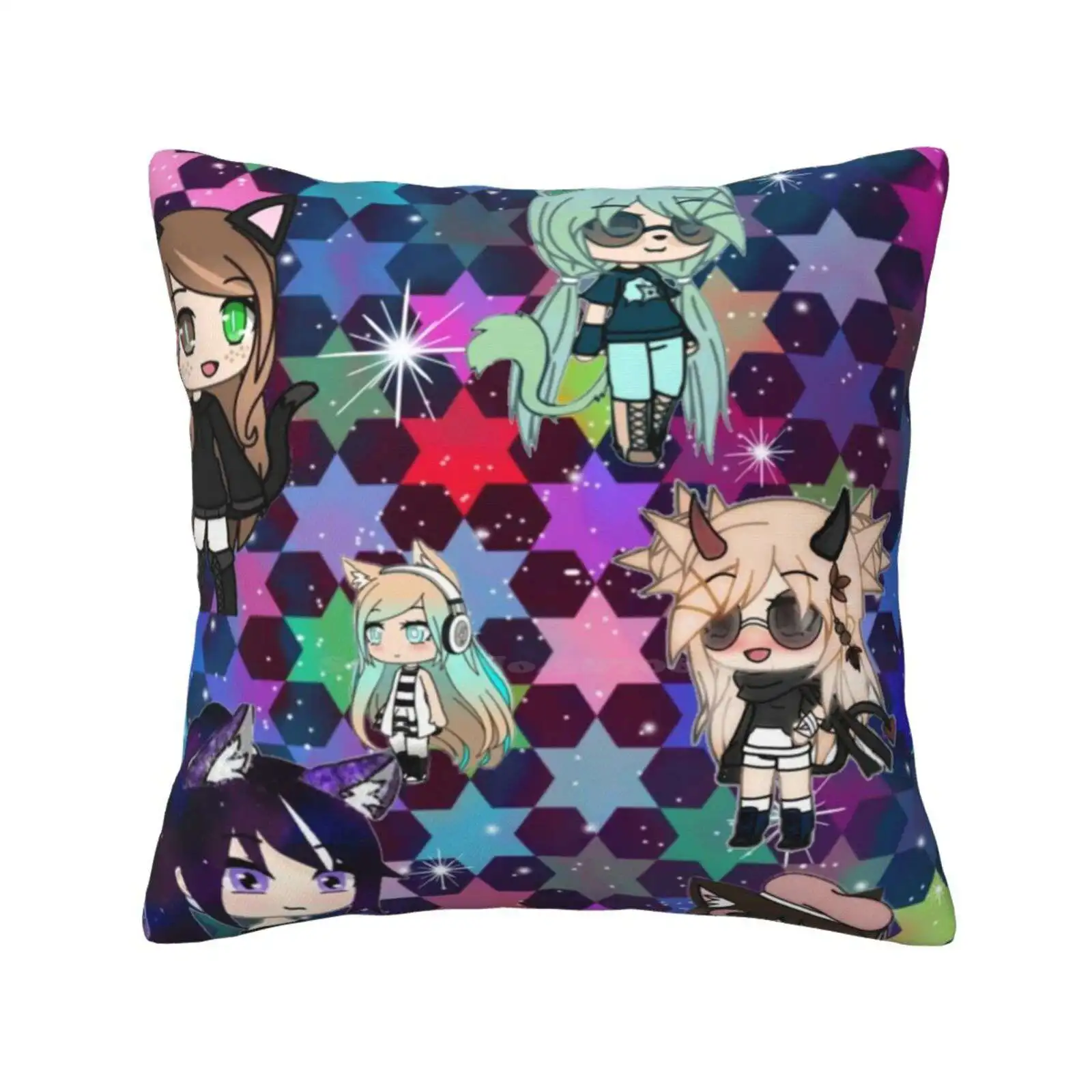 Gacha Life Girl Bundle Pack Stars Funny Cute Decor Square Pillowcase Gacha Life Kawaii Anime Chibi Manga Cute Cartoon Bee Swarm