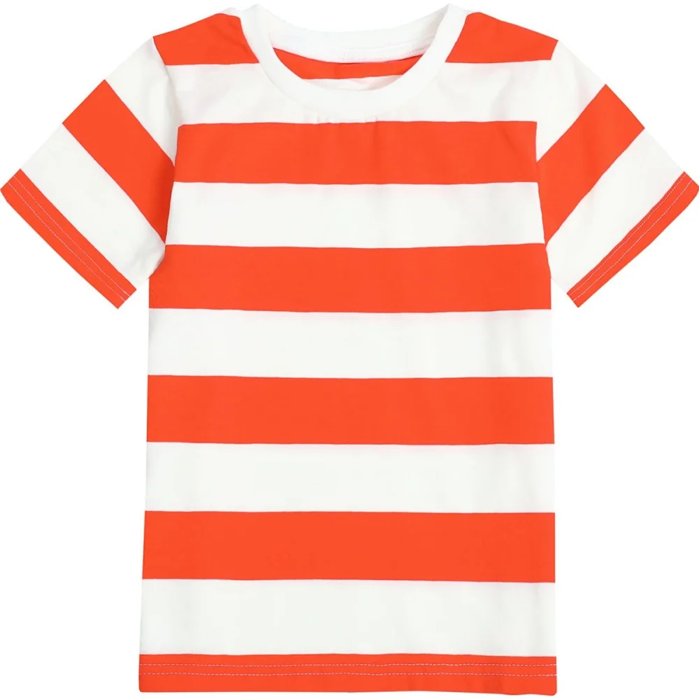 Girl's T-Shirt Rainbow Stripe Summer Casual Short Sleeve Tees Loose Round Neck Kids Top Outdoor Comfortable Children's Clothing