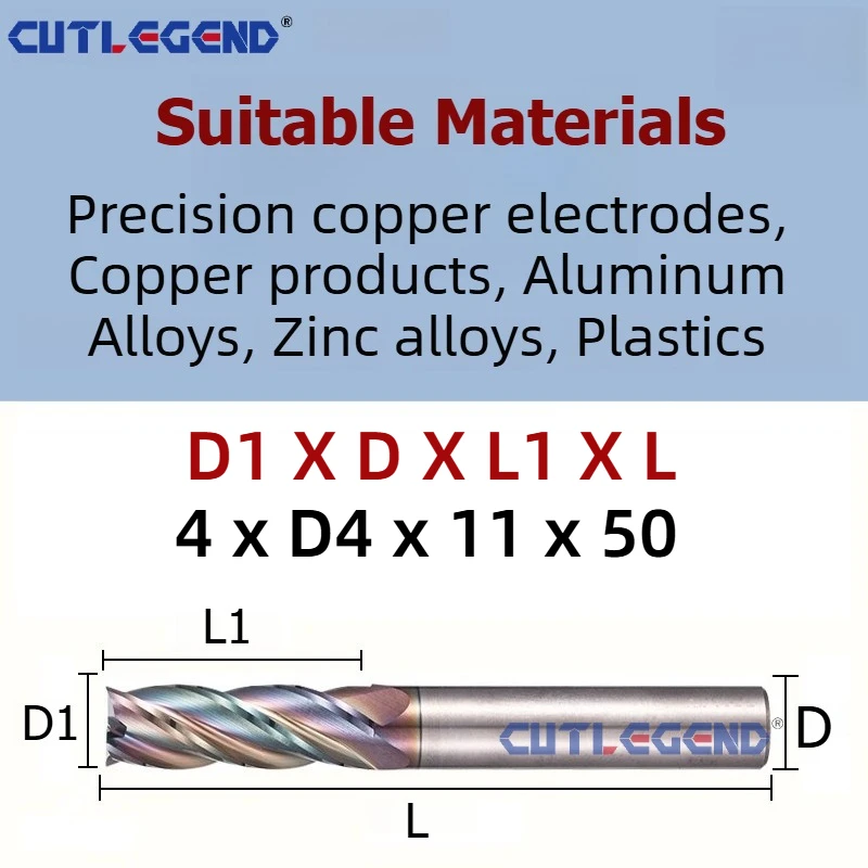 4-schneidiger Vollhartmetall-Schaftfräser mit ungleicher Spiralung, Sumitomo-Basis, speziell für Kupfer-Messing-EDM-Elektroden, Antihaft-Fräser – Detail 5