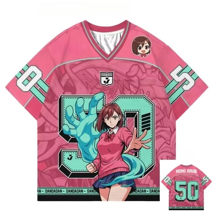جيرسي Dandadan مومو Ayase أنيمي Y2k الكورية نمط Kpop البيسبول الهوكي المعتاد تي شيرت موضة عادية أنيمي للجنسين بلايز تيز