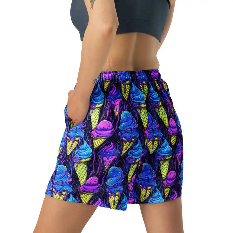 Ice Cream Printed Beach Shorts for Couples, Summer Retro Sweet Girl Vacation Style Children's Adult Casual 3D Best Friend Shorts