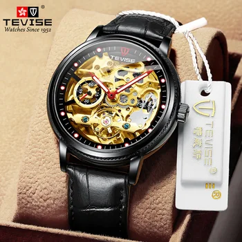 Fashion brand top brand waterproof trend genuine leather automatic men's luminous fully automatic machinery wristwatch