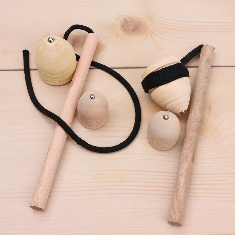 Fingertip Gyro Toy for Kids, Rotating Cone Shape, Whipping Wooden Toy, Chinese Traditional Toys, 1 Set